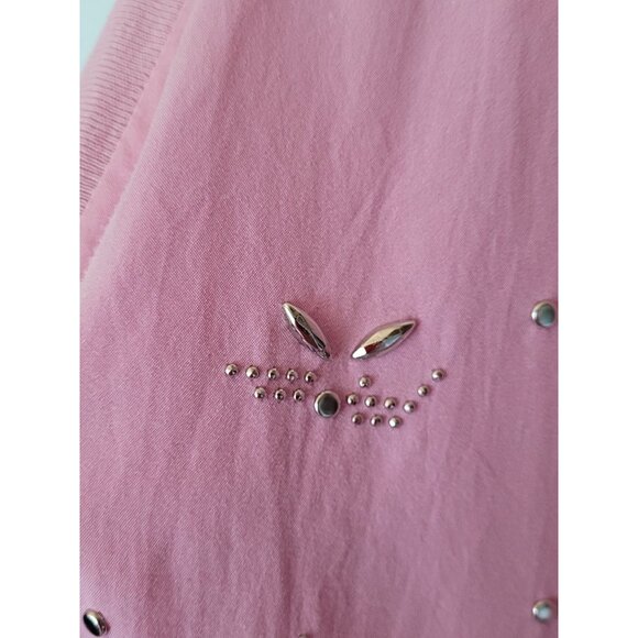 Vintage 80s Cardigan Jacket Size 14 Womens Pink Embellished Button Front Light W - Picture 3 of 7